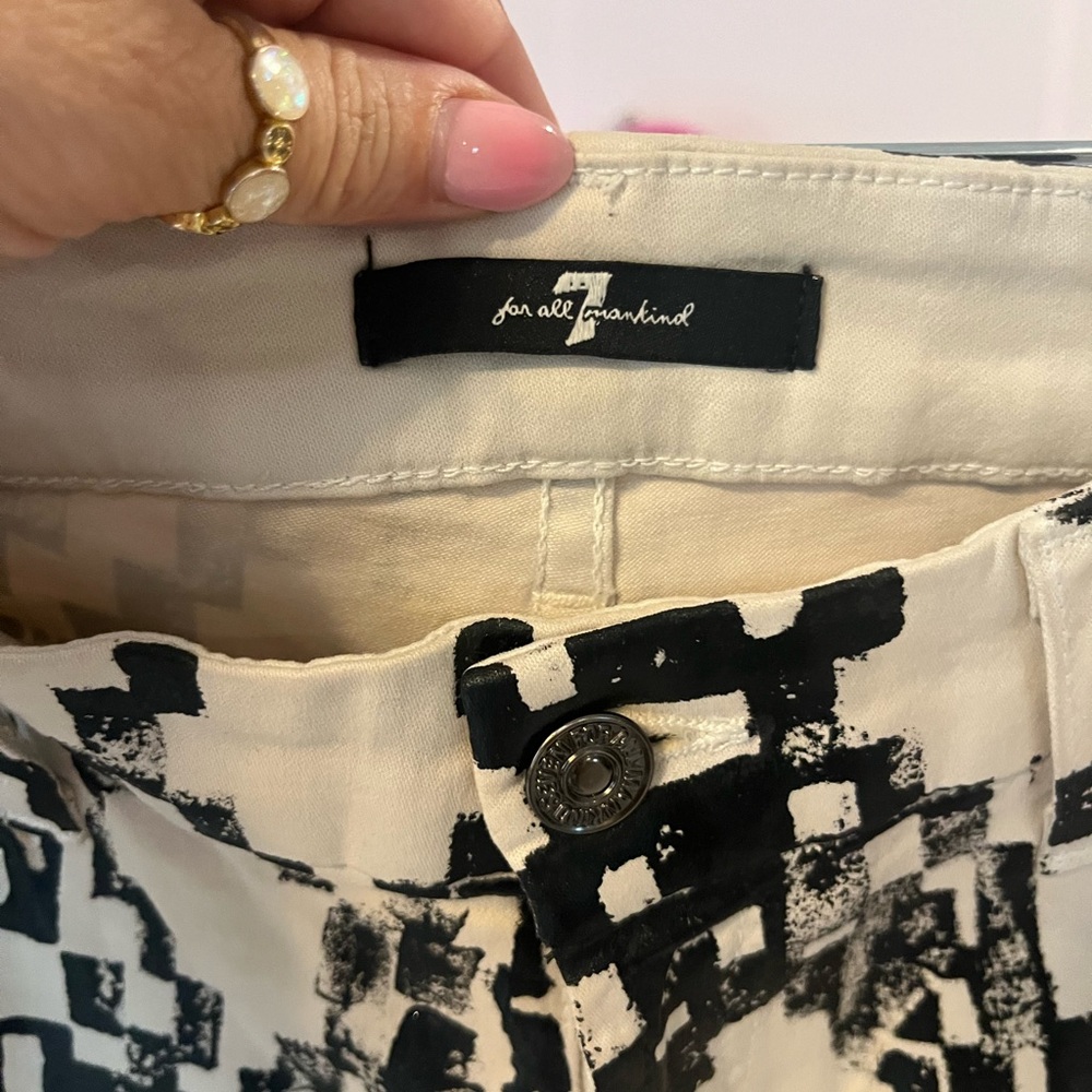7 For All Mankind Black and White Patterned Pants